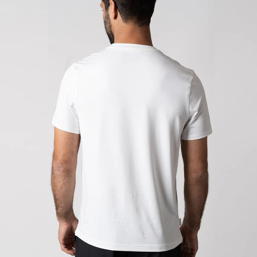 Joola Men's Club Short Sleeve in white – Back view, sweat-wicking fabric for enhanced performance.