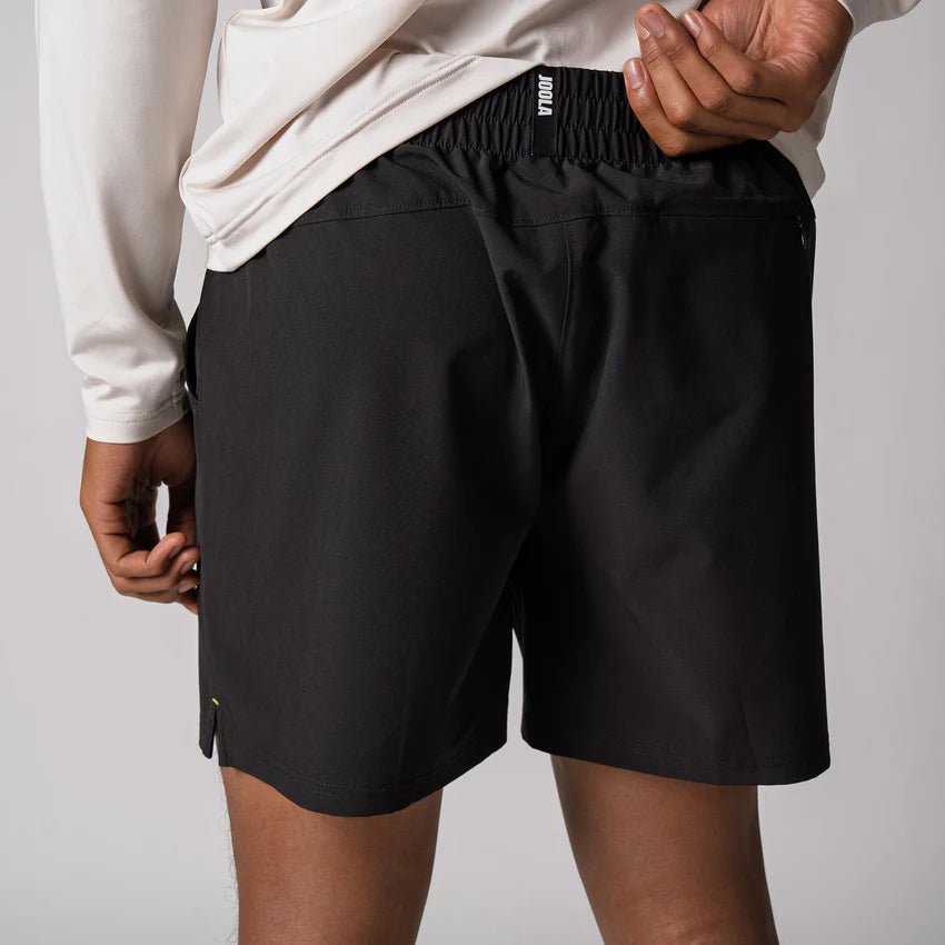 Joola Men's Woven Shorts (5") Black – Back View | Durable and flexible athletic shorts for performance