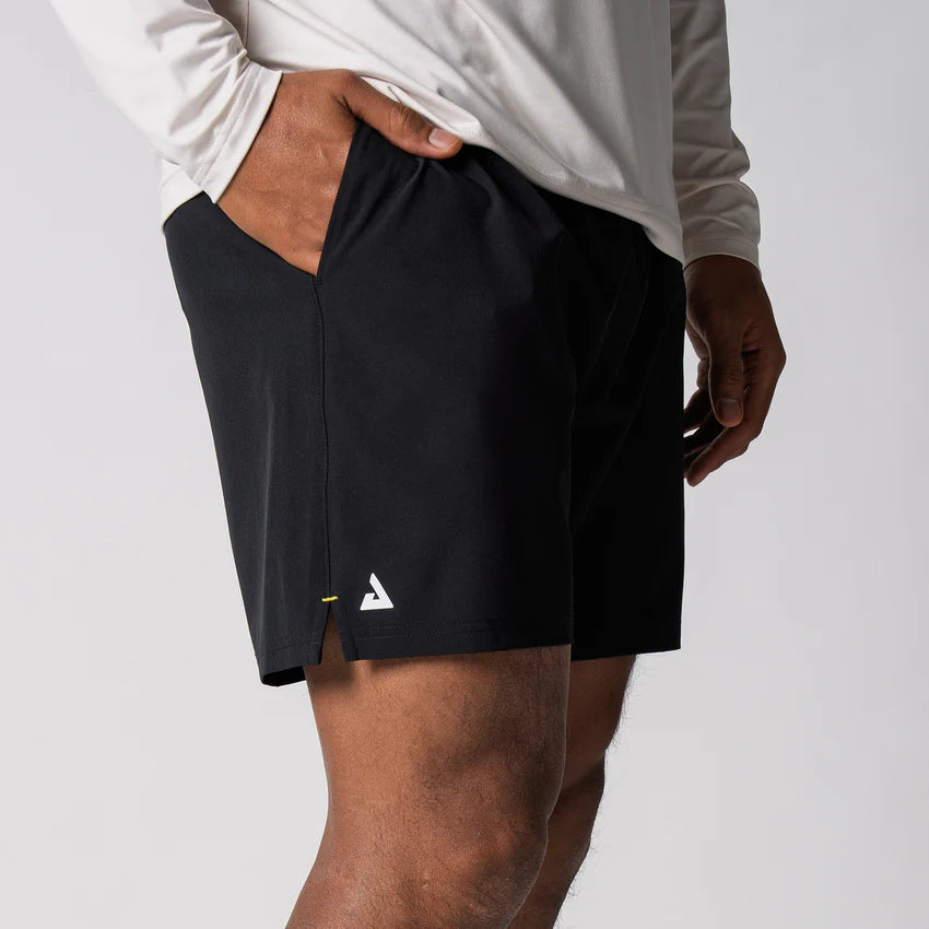 Joola Men's Woven Shorts (5") Black – Side View | High-quality sports shorts for comfort and mobility