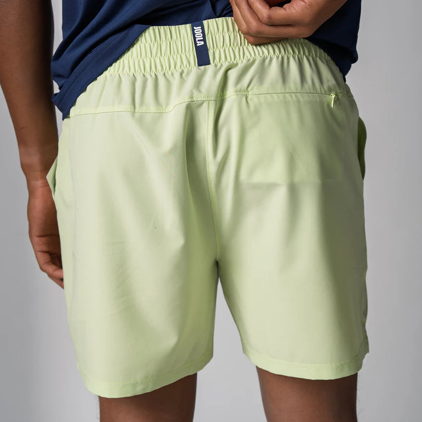 Joola Men's Woven Shorts (5") Key Lime – Back View | Breathable and stretchable athletic shorts for training