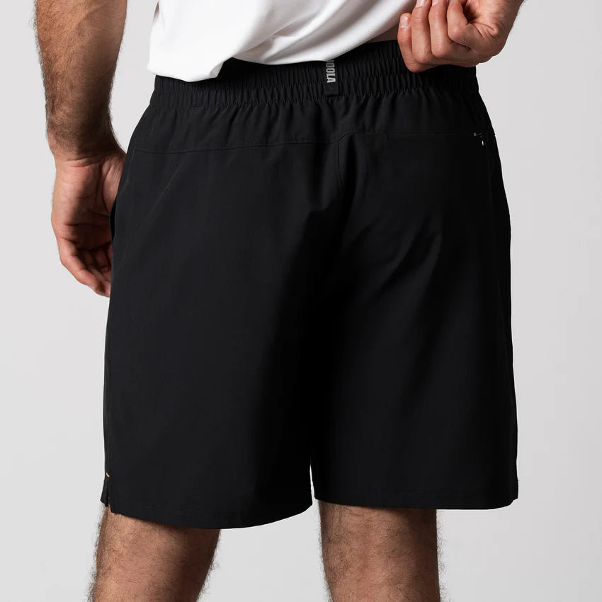 Joola Men's Woven Shorts 7-inch in black – Back view, lightweight, breathable performance shorts for daily training and sports