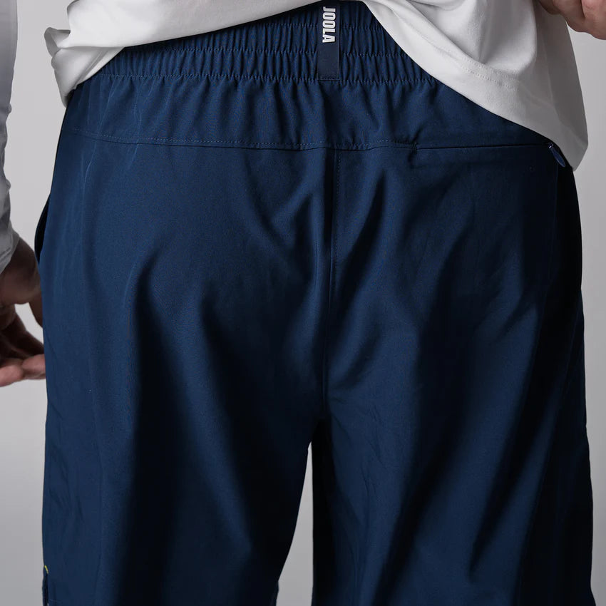 Joola Men's Woven Shorts 7-inch in navy – Back view, durable and flexible shorts for men, perfect for pickleball and athletic training