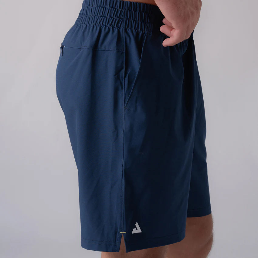 Joola Men's Woven Shorts 7-inch in navy – Side view, versatile and stylish men's shorts for sports, gym sessions, or casual wear