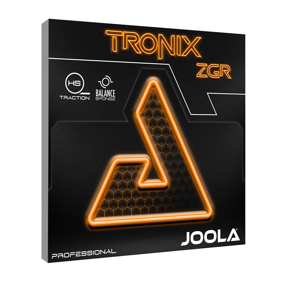 Front view of JOOLA Tronix ZGR table tennis rubber in red and black max thickness – high-grip ping pong rubber for aggressive spin and power play