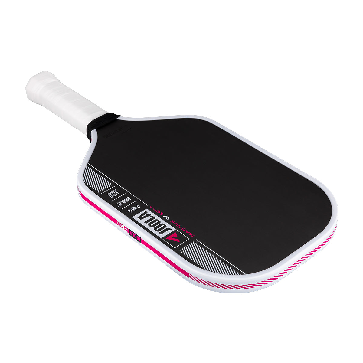Back side close view of JOOLA logo on Tyson McGuffin Magnus Pro IV Pickleball Paddle
