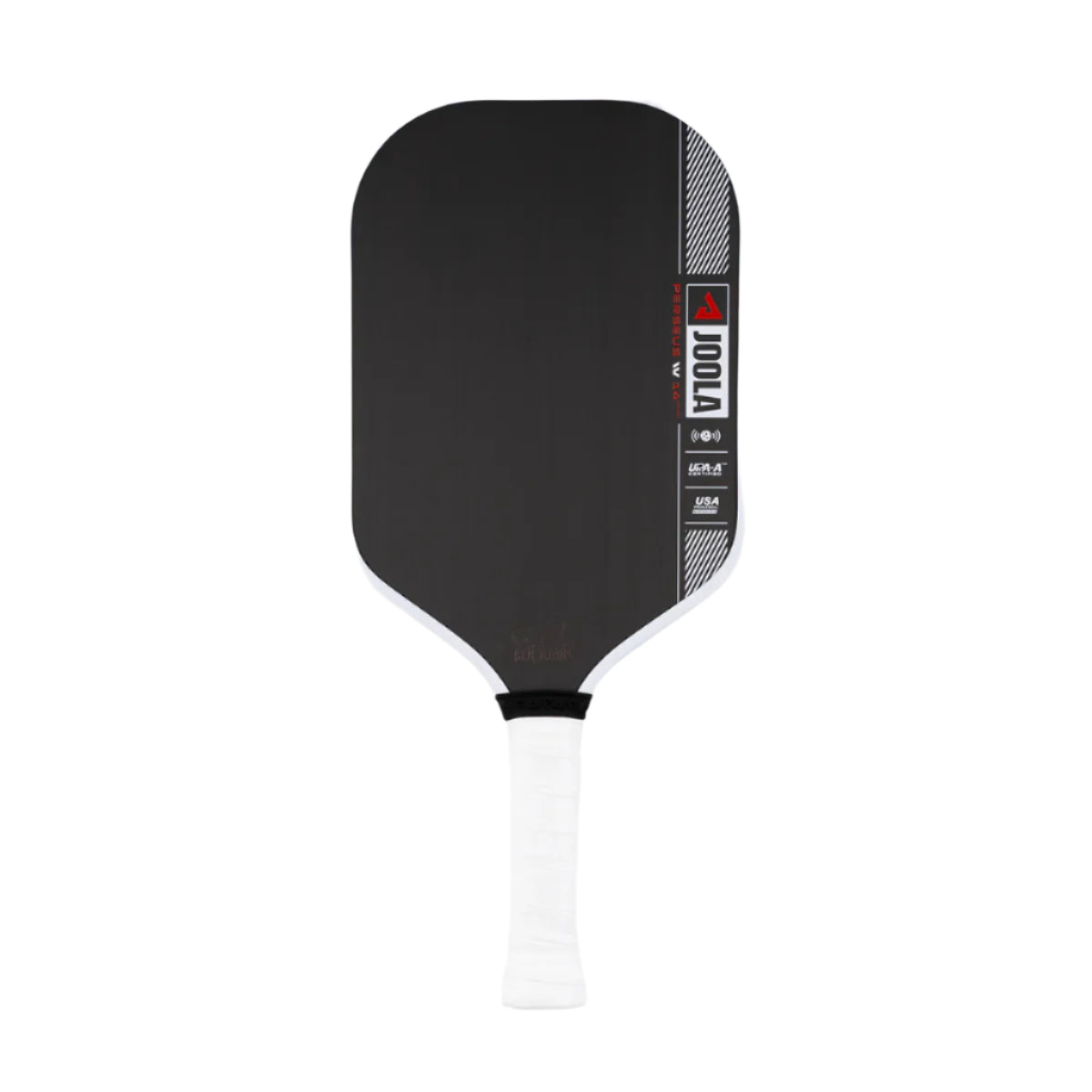 Product image of the JOOLA Ben Johns Perseus Pro IV 14mm Pickleball paddle. White handle, black surface, white edge guard.