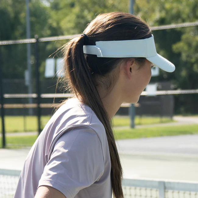 Side view of the JOOLA Essential Visor in Gravity Gray - Adjustable closure for a custom fit