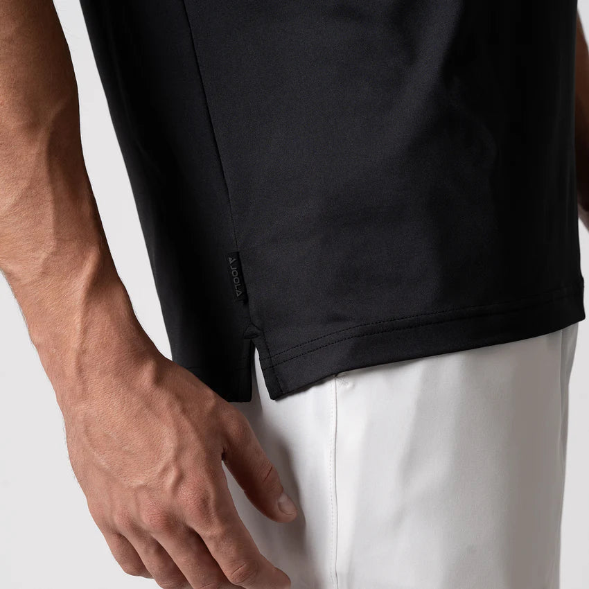 Joola Men's Club Short Sleeve in black – Side view, designed for unrestricted movement and breathability.