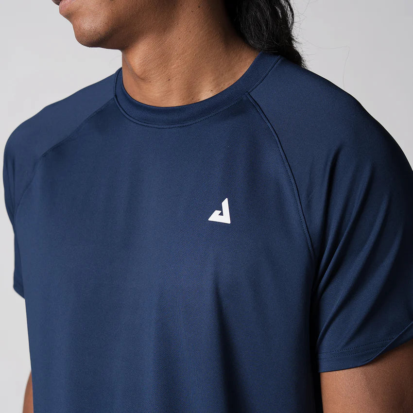 Joola Men's Court Short Sleeve in navy – Side view, premium short sleeve activewear tee for men’s sports and casual wear