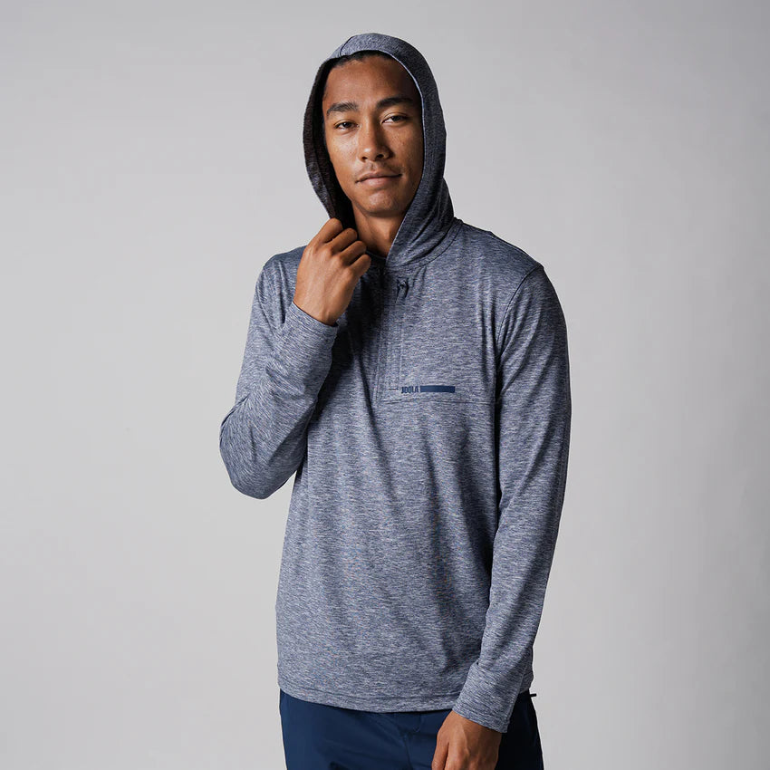 Joola Men's Quarter Zip Hoodie in navy heather – Full view