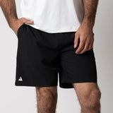Joola Men's Woven Shorts 7-inch in black – Front view, athletic shorts for men, ideal for pickleball, tennis, gym workouts, and activewear
