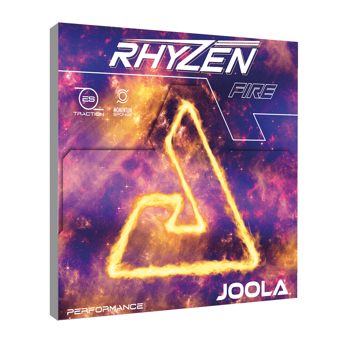 JOOLA Rhyzen FIRE Table Tennis Rubber in Red, Blue, and Black colors with Max thickness for dynamic speed, spin, and control on every shot
