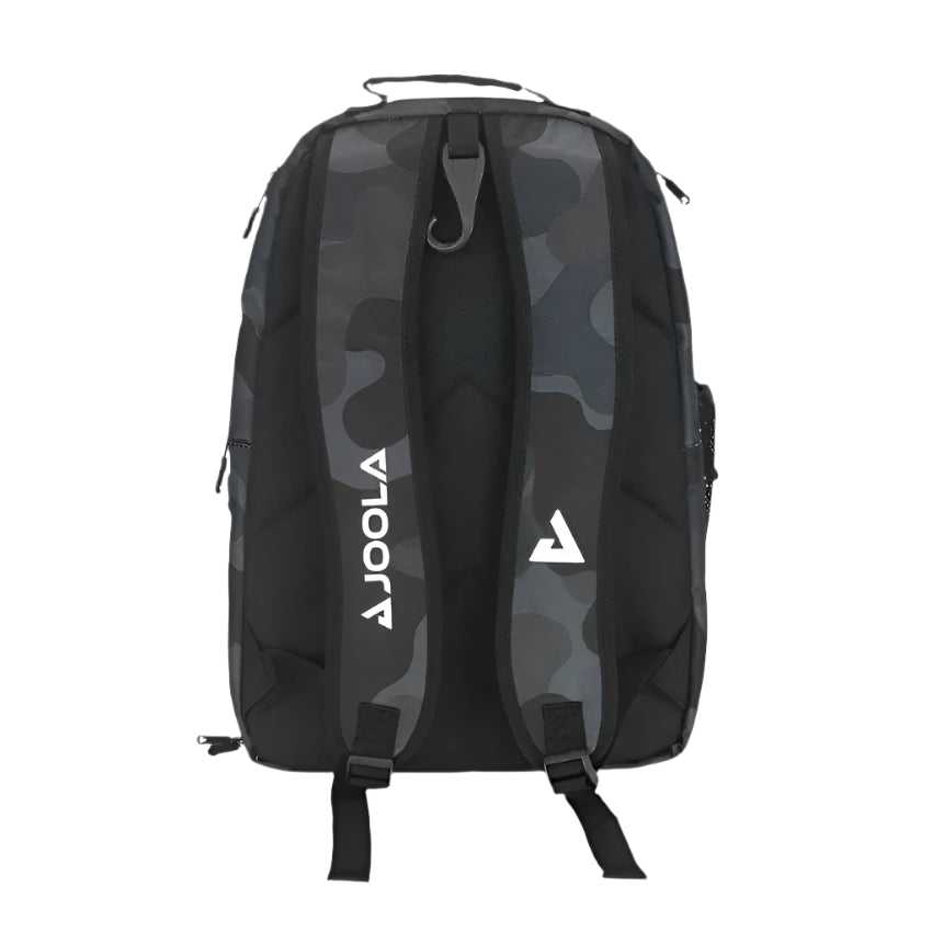 Back view of the JOOLA Vision II Deluxe Backpack in Black - Padded straps for comfort