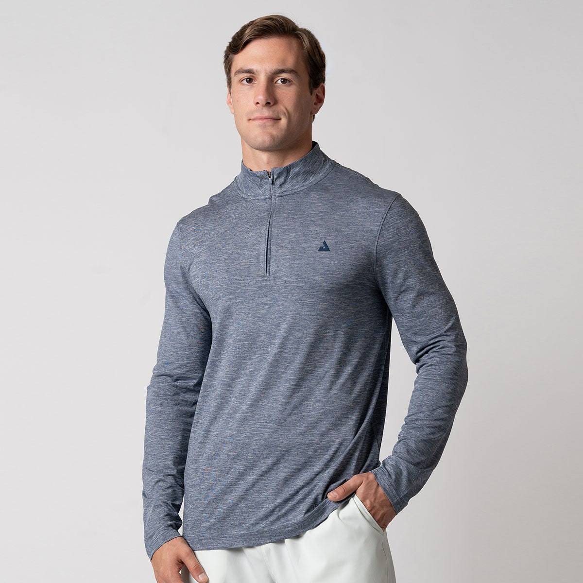 Front view of Men's Quarter Zip Pullover - Lightweight, moisture-wicking athletic pullover for layering