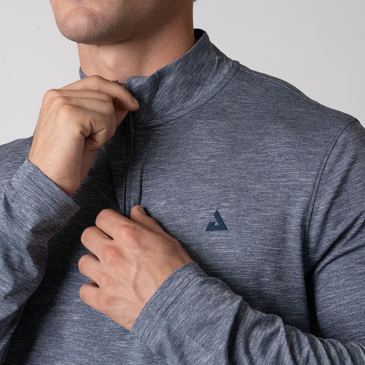 Side view of Men's Quarter Zip Pullover - Performance fit with a high collar for extra warmth